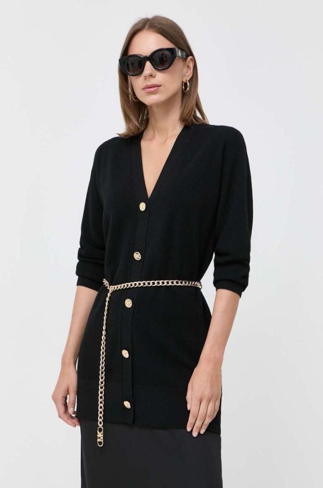 Вовняний кардиган MICHAEL Michael Kors колір чорний легкий фото 4