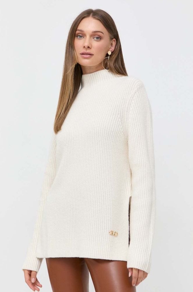 Вовняний светр MICHAEL Michael Kors жіночий колір бежевий теплий півгольф