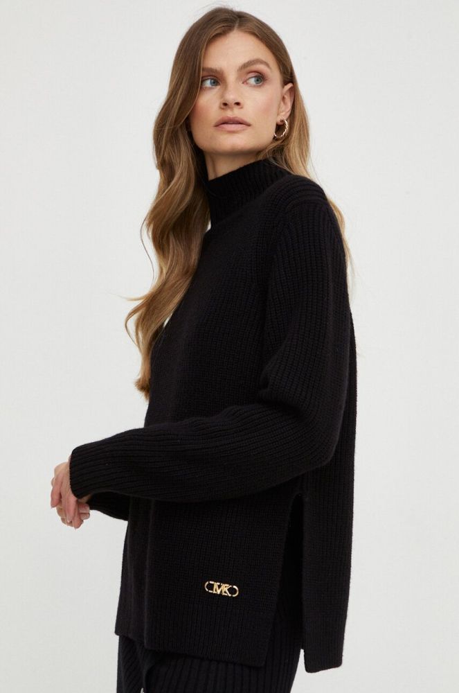 Вовняний светр MICHAEL Michael Kors жіночий колір чорний теплий півгольф