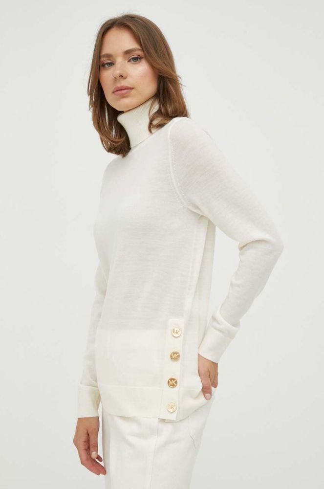 Вовняний светр MICHAEL Michael Kors жіночий колір бежевий легкий гольф (3426137)