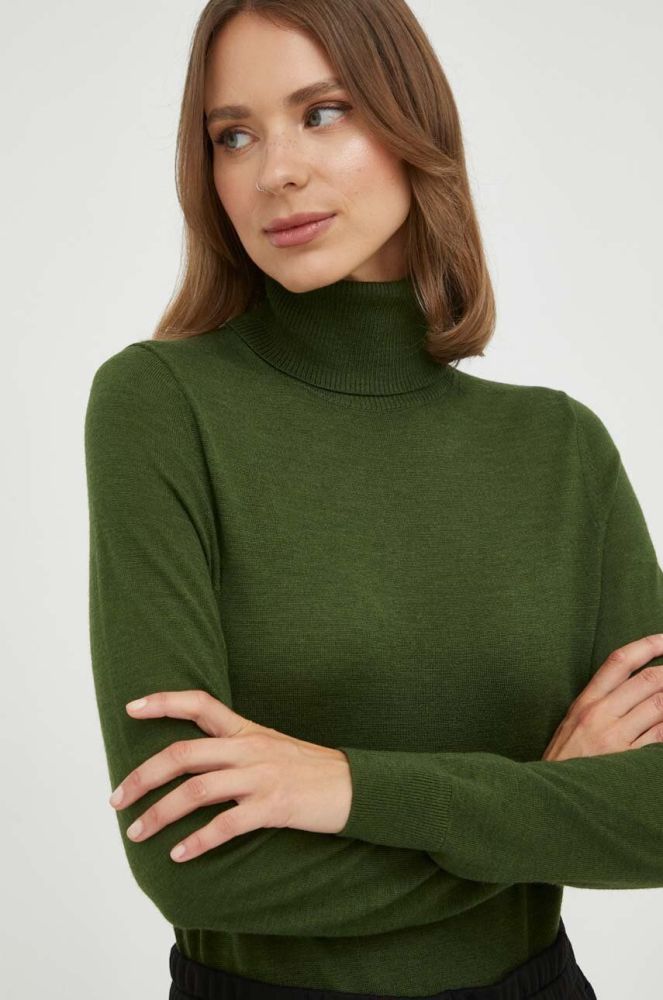 Вовняний светр MICHAEL Michael Kors жіночий колір зелений легкий гольф