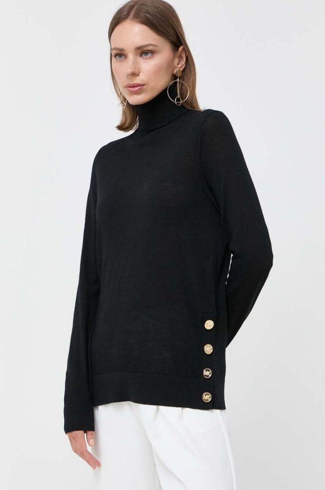 Вовняний светр MICHAEL Michael Kors жіночий колір чорний легкий гольф (3426132)