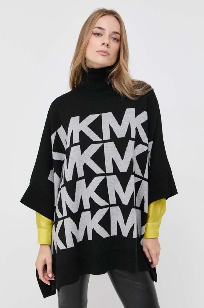 Пончо з домішкою вовни MICHAEL Michael Kors колір чорний фото 4