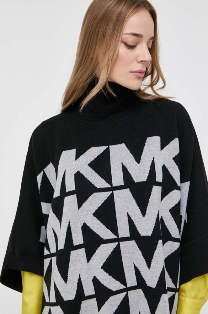 Пончо з домішкою вовни MICHAEL Michael Kors колір чорний фото 5