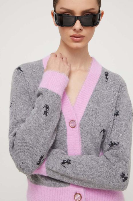 Вовняний кардиган GCDS колір сірий