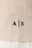 Светр з домішкою вовни Armani Exchange жіночий колір золотий легкий