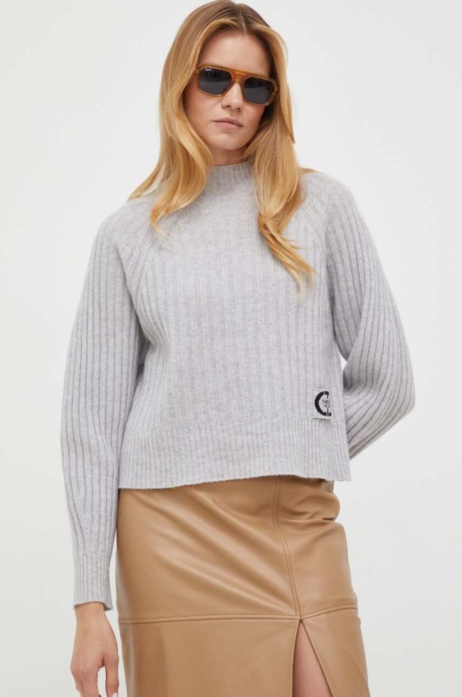 Вовняний светр Twinset жіночий колір сірий