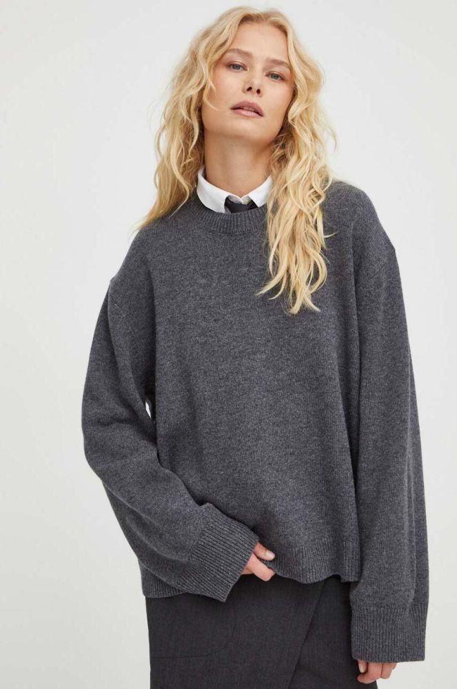 Вовняний светр Herskind жіночий колір сірий