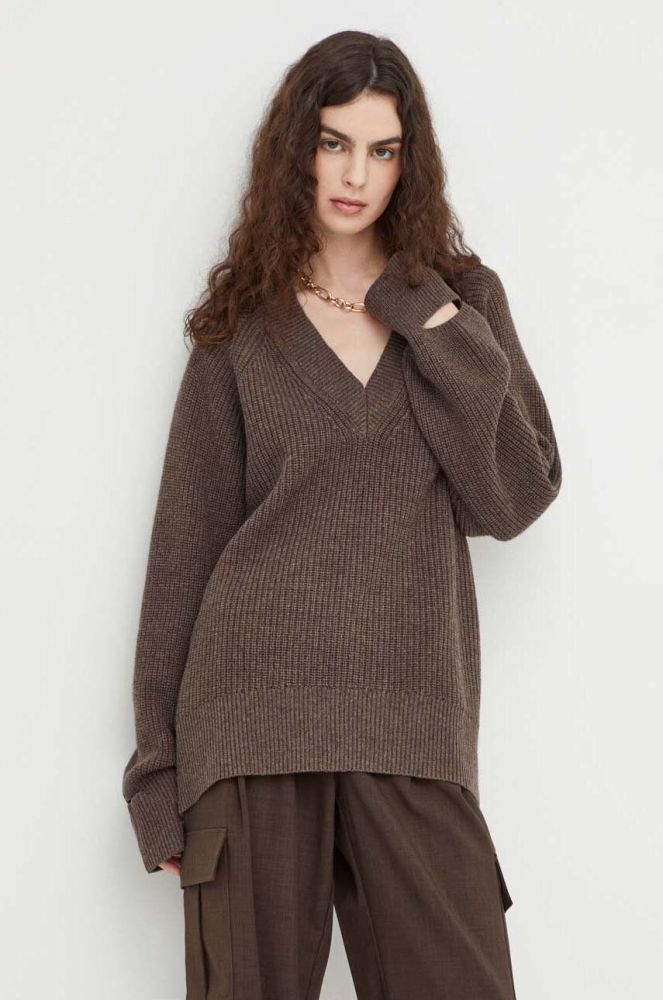 Вовняний светр Herskind жіночий колір коричневий (3630395)