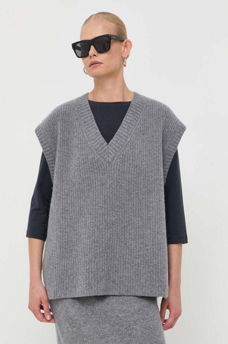 Вовняний жилет Weekend Max Mara колір сірий теплий