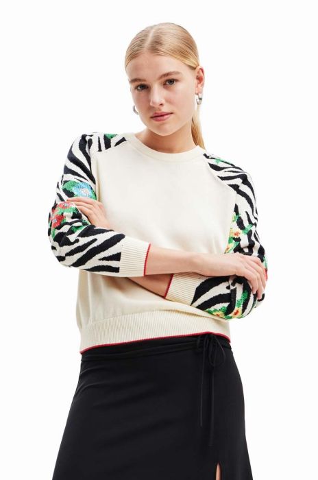 Бавовняний светр Desigual колір бежевий