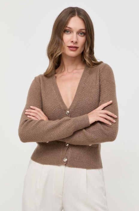 Кардиган з домішкою вовни Guess колір коричневий легкий
