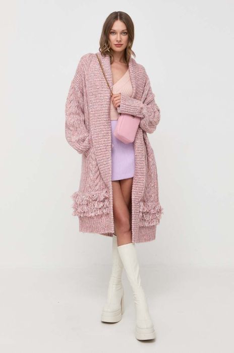 Кардиган з домішкою вовни Guess колір рожевий теплий