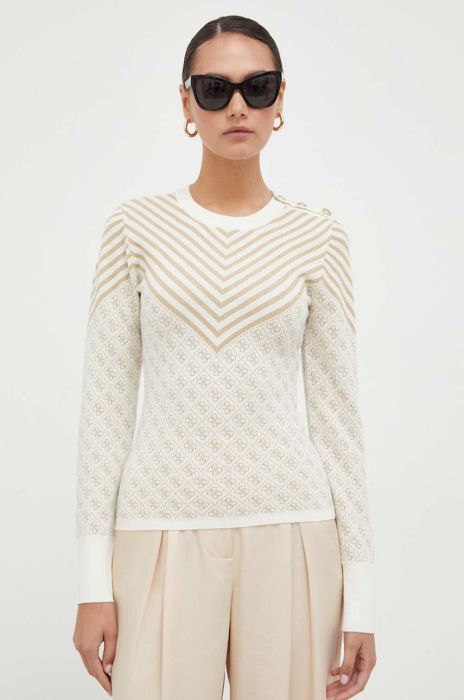 Светр з домішкою вовни Guess жіночий колір бежевий легкий (3598696)