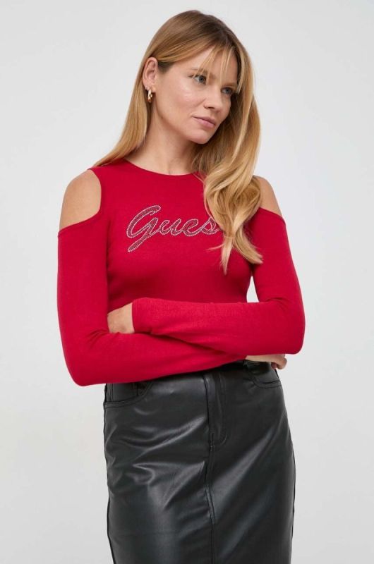 Светр Guess жіночий колір червоний легкий