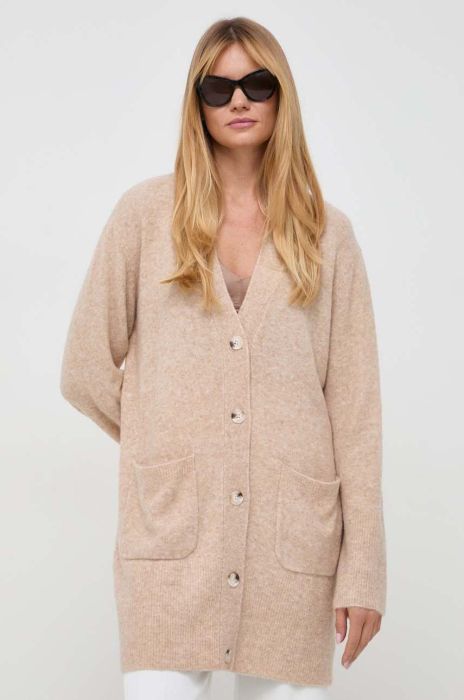 Кардиган з домішкою вовни Notes du Nord колір бежевий легкий