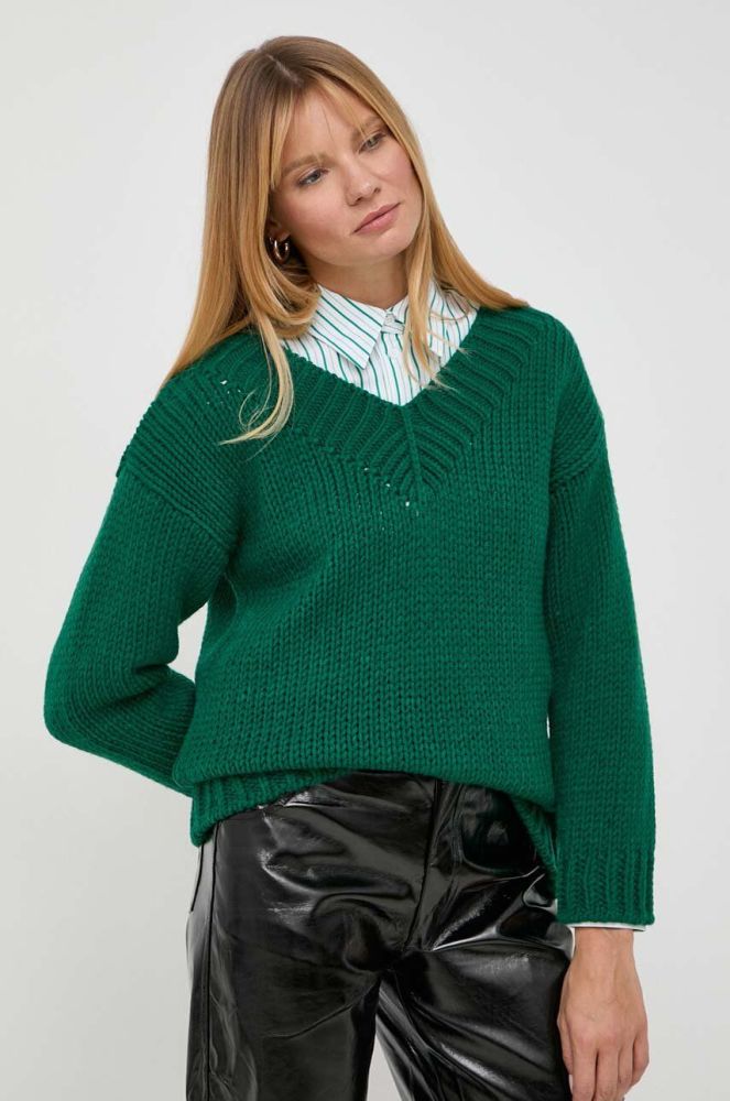 Вовняний светр Luisa Spagnoli жіночий колір зелений теплий
