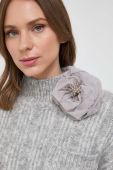 Вовняний светр Custommade жіночий колір сірий теплий півгольф