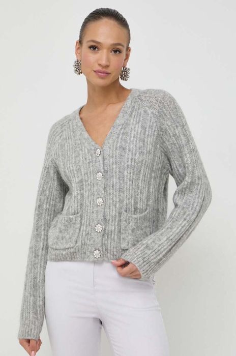 Вовняний кардиган Custommade колір сірий теплий