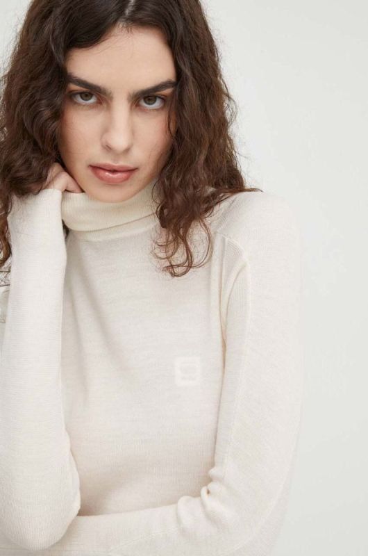 Вовняний светр G-Star Raw жіночий колір бежевий легкий гольф