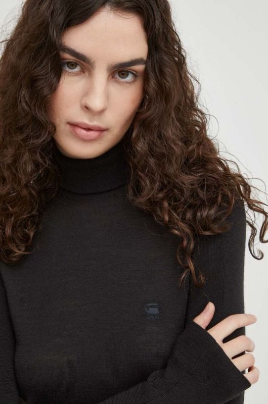 Вовняний светр G-Star Raw жіночий колір чорний легкий гольф