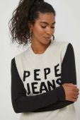 Жилетка з домішкою вовни Pepe Jeans Denisse колір бежевий