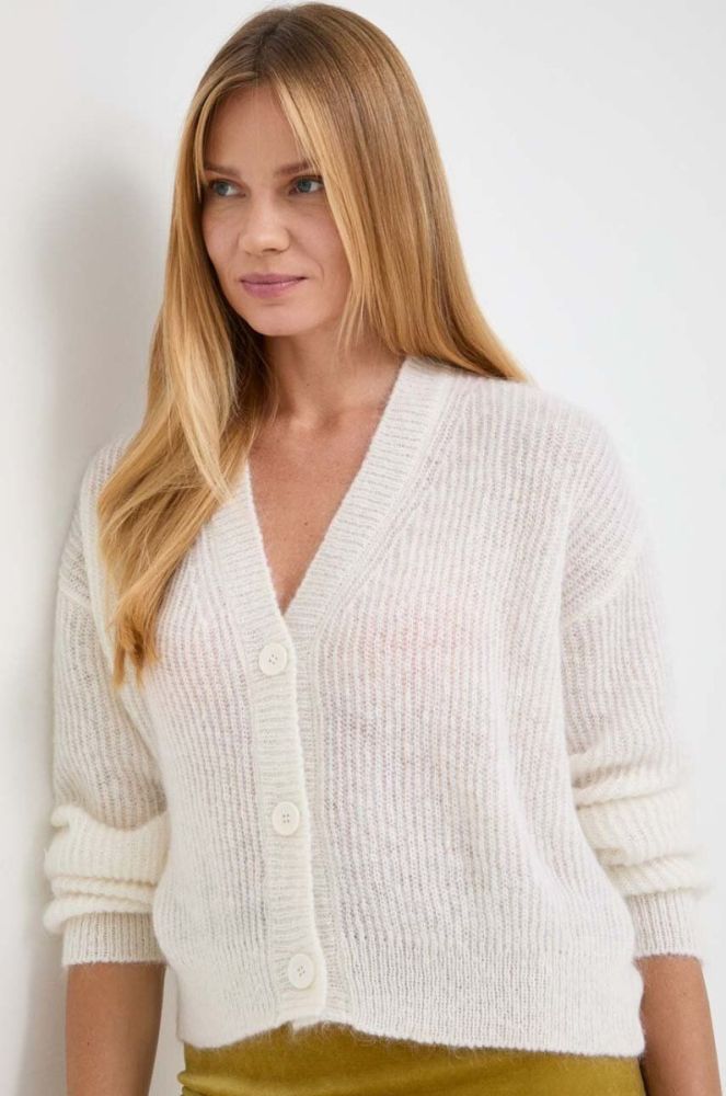 Вовняний кардиган Max Mara Leisure колір бежевий легкий фото 4