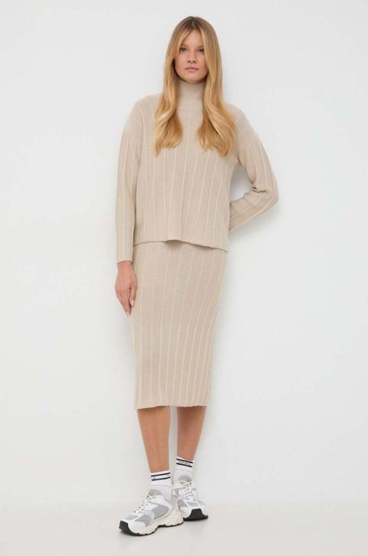 Вовняний светр Max Mara Leisure жіночий колір бежевий легкий гольф (3606384) фото 2