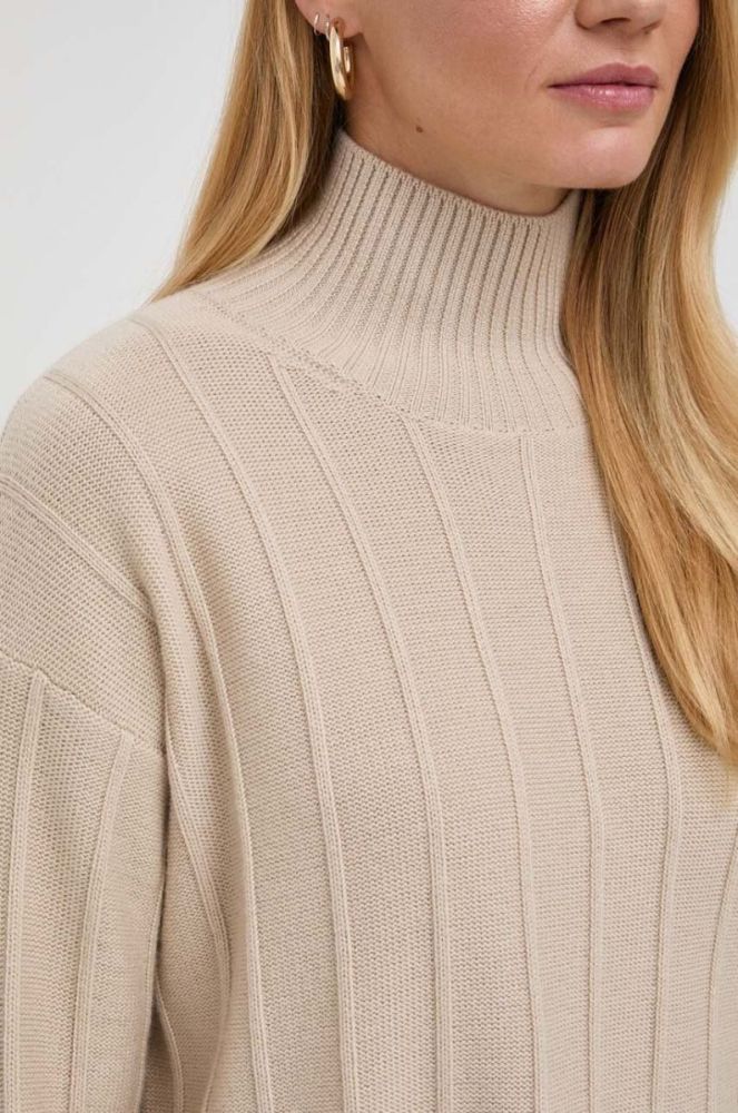 Вовняний светр Max Mara Leisure жіночий колір бежевий легкий гольф (3606384) фото 5