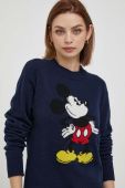 Вовняний светр United Colors of Benetton x Disney жіночий колір синій легкий