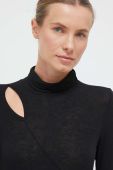 Лонгслів з домішкою кашеміру Deha колір чорний гольф