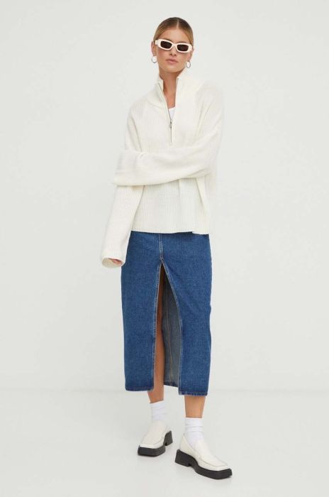 Вовняний светр R?sum? жіночий колір бежевий легкий півгольф