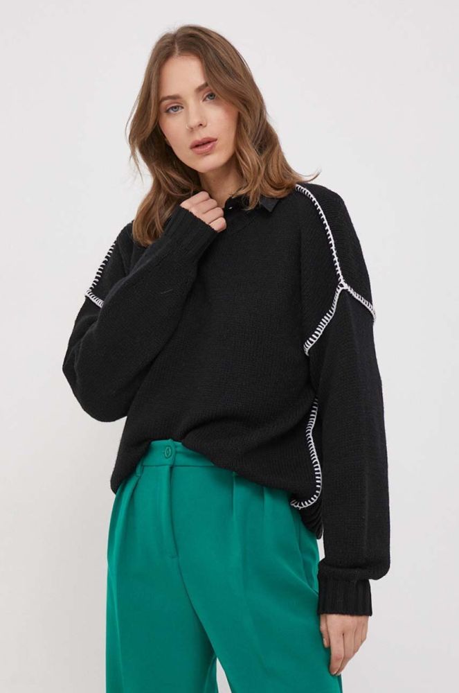 Вовняний светр United Colors of Benetton жіночий колір чорний