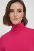 Вовняний светр United Colors of Benetton жіночий колір рожевий легкий гольф (3422003)