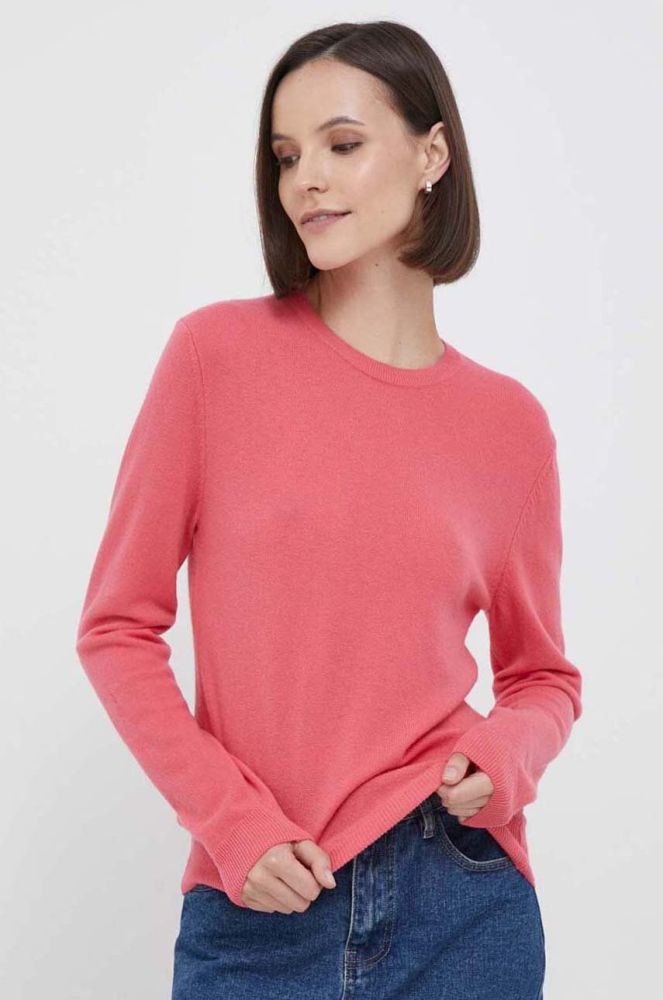 Вовняний светр United Colors of Benetton жіночий колір рожевий легкий (3426169)
