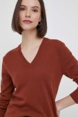Вовняний светр United Colors of Benetton жіночий колір коричневий легкий