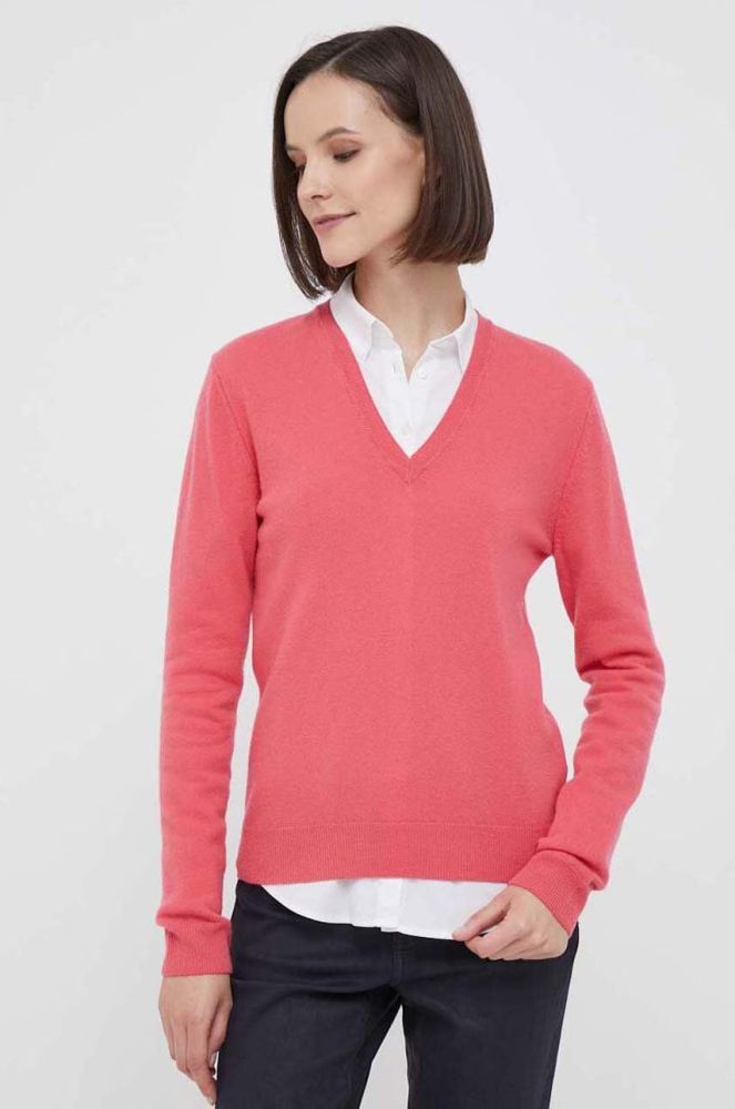 Вовняний светр United Colors of Benetton жіночий колір рожевий легкий (3426174)