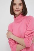 Светр з домішкою вовни United Colors of Benetton жіночий колір рожевий легкий гольф (3416590)