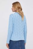 Светр з домішкою вовни United Colors of Benetton жіночий легкий півгольф колір блакитний