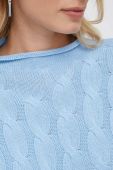 Светр з домішкою вовни United Colors of Benetton жіночий легкий півгольф колір блакитний