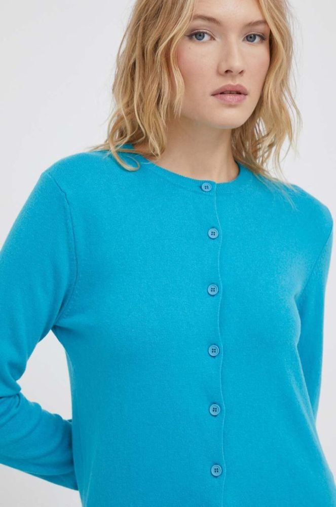 Кардиган з домішкою вовни United Colors of Benetton легкий колір блакитний (3504808) фото 4