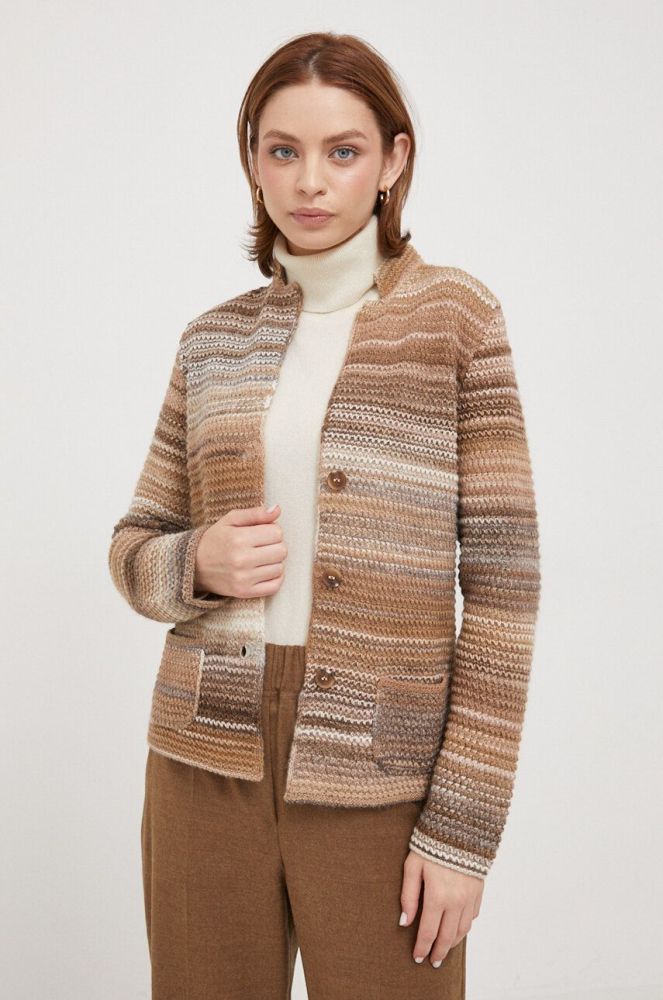 Вовняний светр United Colors of Benetton жіночий колір коричневий теплий