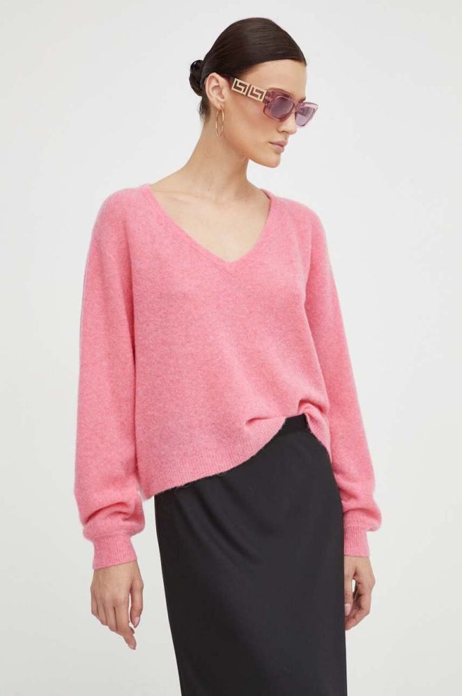 Вовняний светр American Vintage жіночий колір рожевий легкий (3558615)