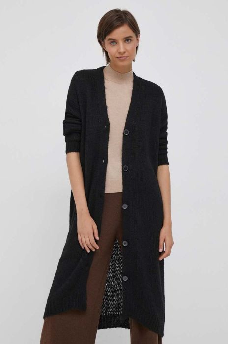 Кардиган з домішкою вовни United Colors of Benetton колір чорний легкий