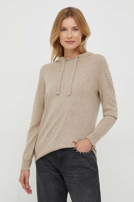 Светр з кашеміру United Colors of Benetton колір коричневий легкий