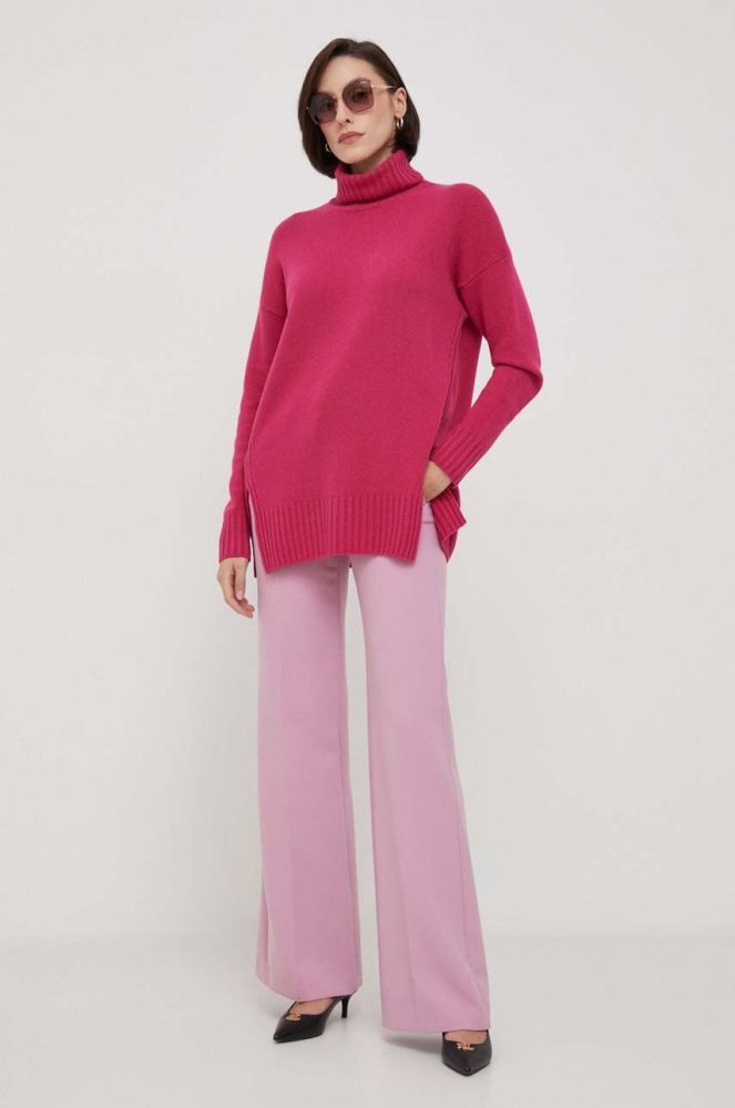 Вовняний светр United Colors of Benetton жіночий колір рожевий гольф (3645585)