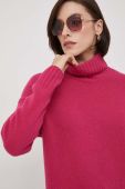Вовняний светр United Colors of Benetton жіночий колір рожевий гольф (3645585)