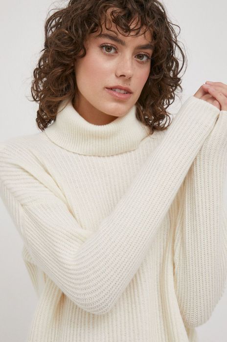 Вовняний светр United Colors of Benetton жіночий колір бежевий гольф (3639381)