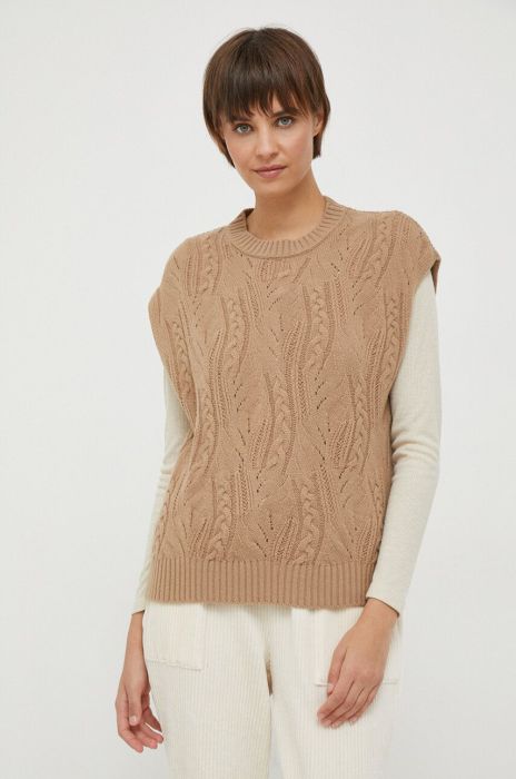 Вовняний жилет United Colors of Benetton колір коричневий легкий (3674444)