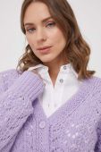 Кардиган з домішкою вовни United Colors of Benetton колір фіолетовий